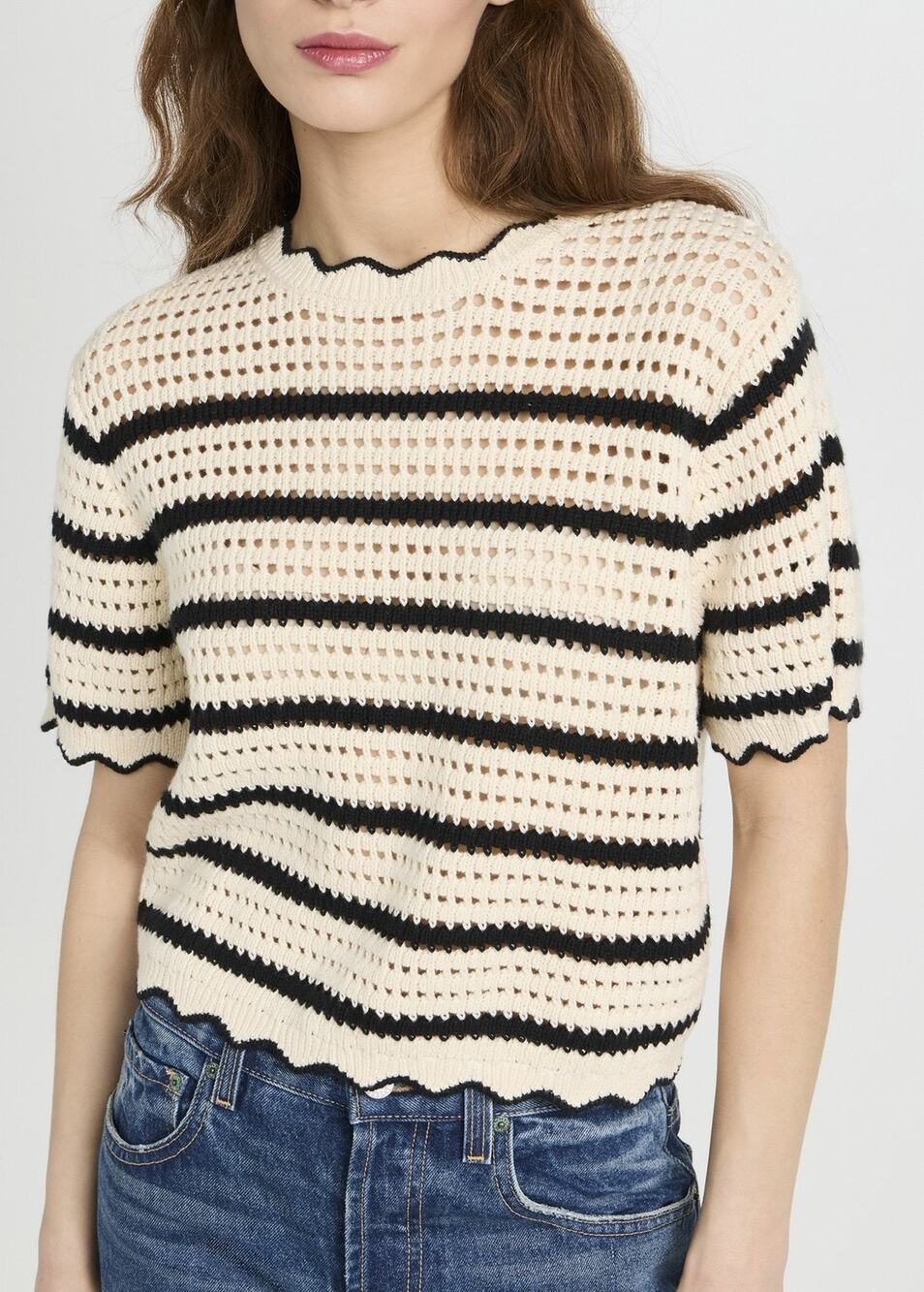 Birds of Paradis Trovata NWT Jules Striped Knit Short Sleeve Sweater Size XS